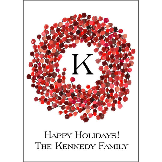 Red Berry Wreath Flat Holiday Cards